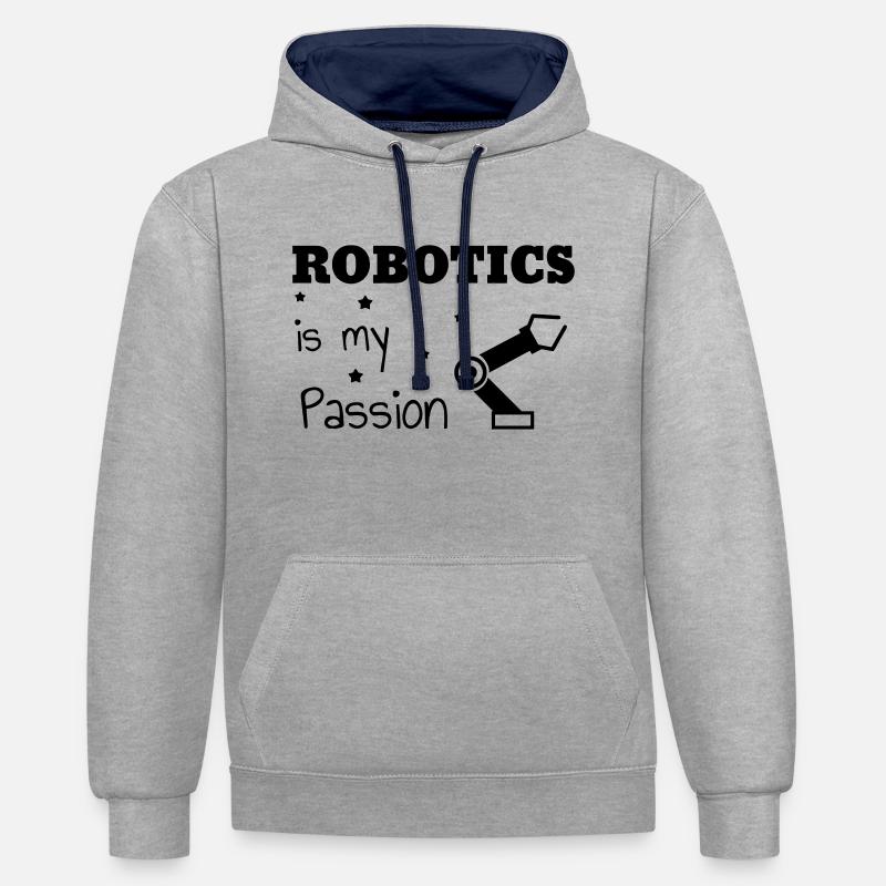Robotik / Roboter / Robot / Robotics - Kontrast-Hoodie - Grau meliert/Navy