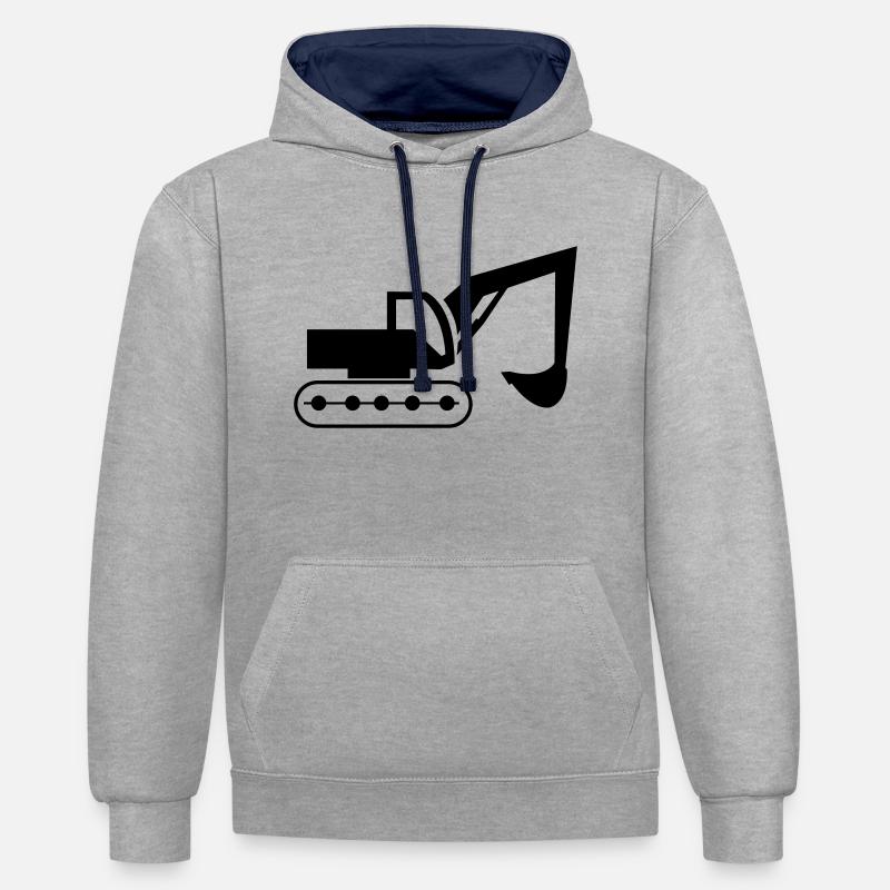 bagger - Sweat à capuche contrasté - gris chiné/bleu marine