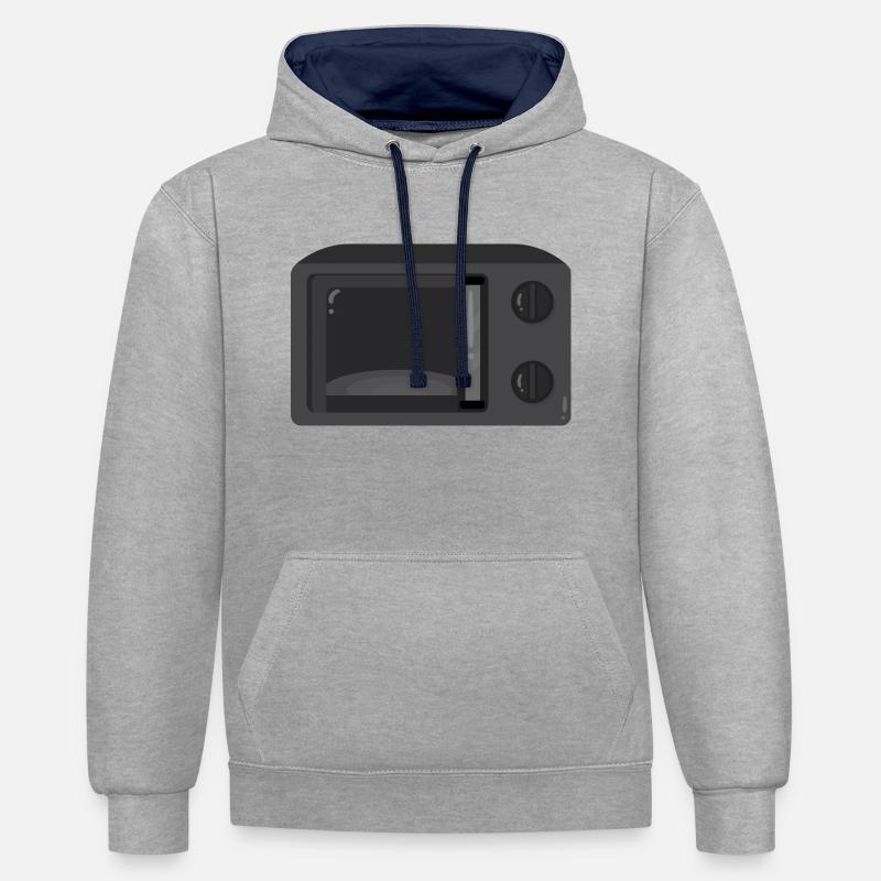 Micro-ondes - Sweat à capuche contrasté - gris chiné/bleu marine