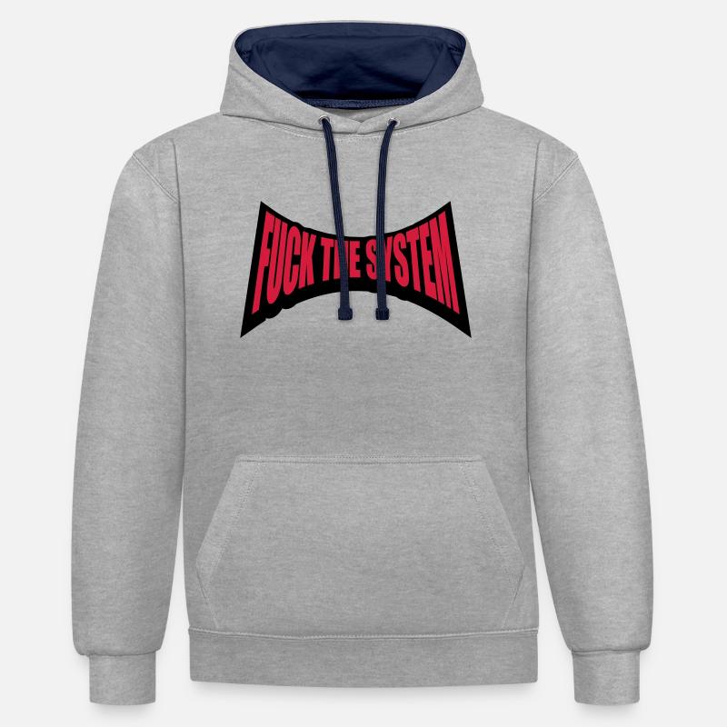 Punk baise le système - Sweat à capuche contrasté - gris chiné/bleu marine