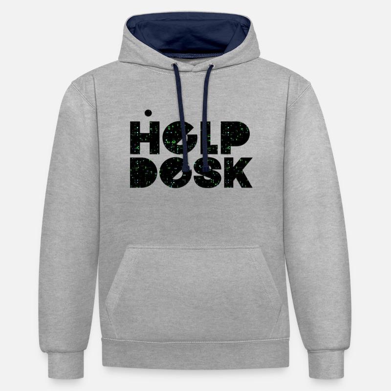Helpdesk IT-Support-Geek Computer-Computer-Geek - Kontrast-Hoodie - Grau meliert/Navy