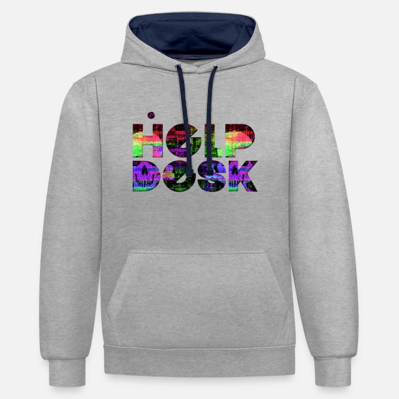 Helpdesk IT-Support-Geek Computer-Computer-Geek - Kontrast-Hoodie - Grau meliert/Navy