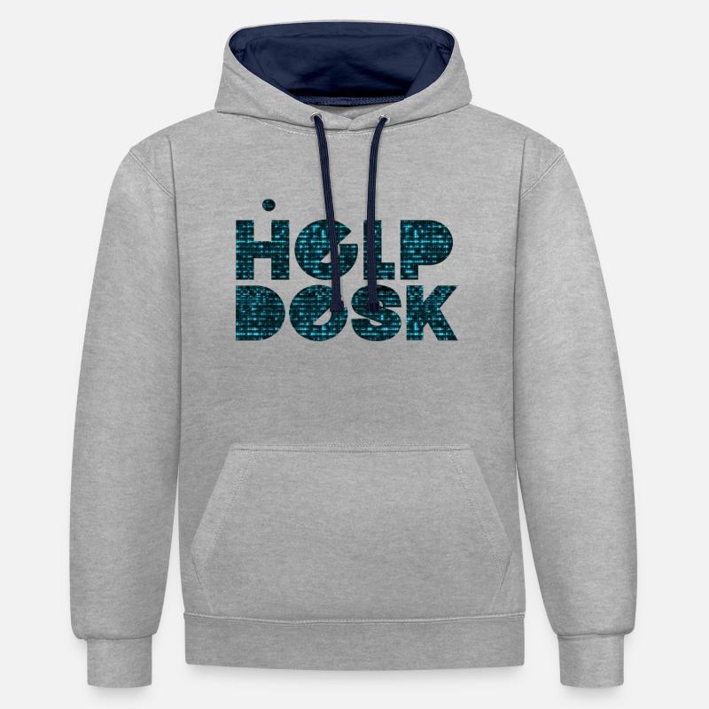 Helpdesk IT-Support-Geek Computer-Computer-Geek - Kontrast-Hoodie - Grau meliert/Navy