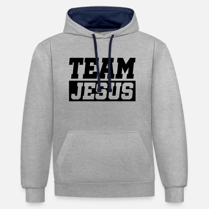 L’équipe de Jésus - Sweat à capuche contrasté - gris chiné/bleu marine