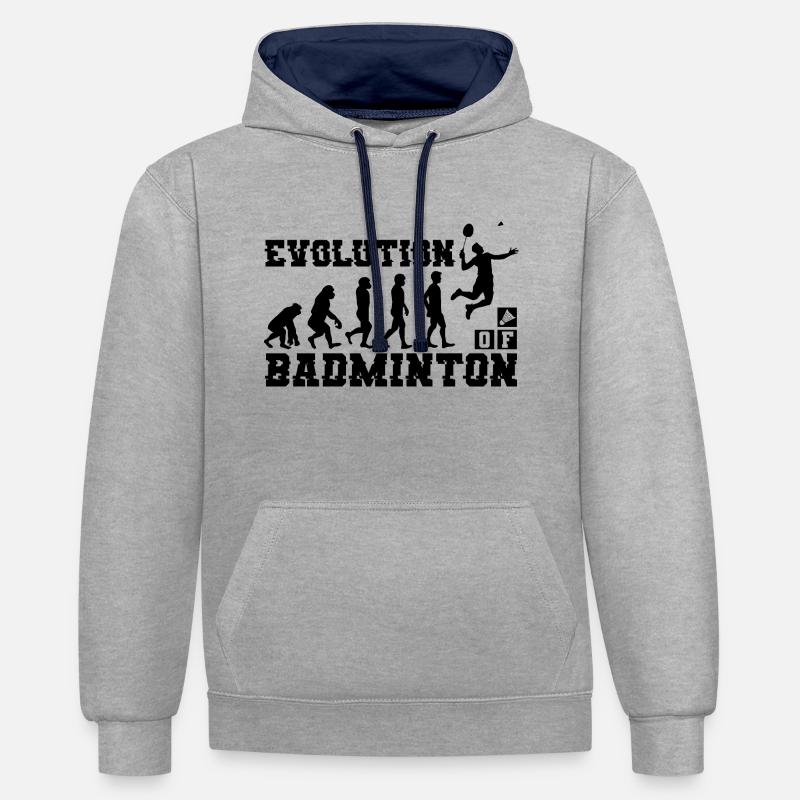 Badminton Evolution Silhouette - Sweat à capuche contrasté - gris chiné/bleu marine