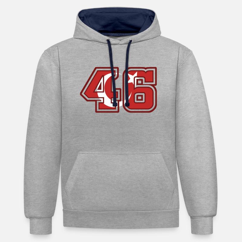 Kahramanmaraş - Sweat à capuche contrasté - gris chiné/bleu marine