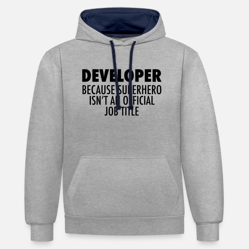 Developer - Sweat à capuche contrasté - gris chiné/bleu marine