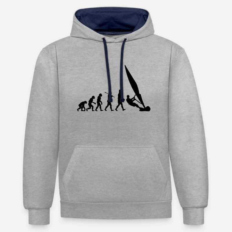 ws01 windsurf evolution - Kontrast-Hoodie - Grau meliert/Navy
