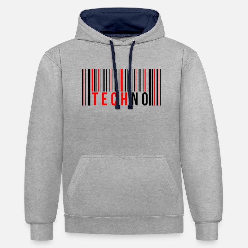 Techno Code - Kontrast-Hoodie - Grau meliert/Navy