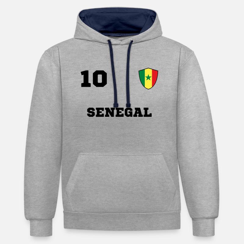 Equipe de l'équipe du SENEGAL - Sweat à capuche contrasté - gris chiné/bleu marine