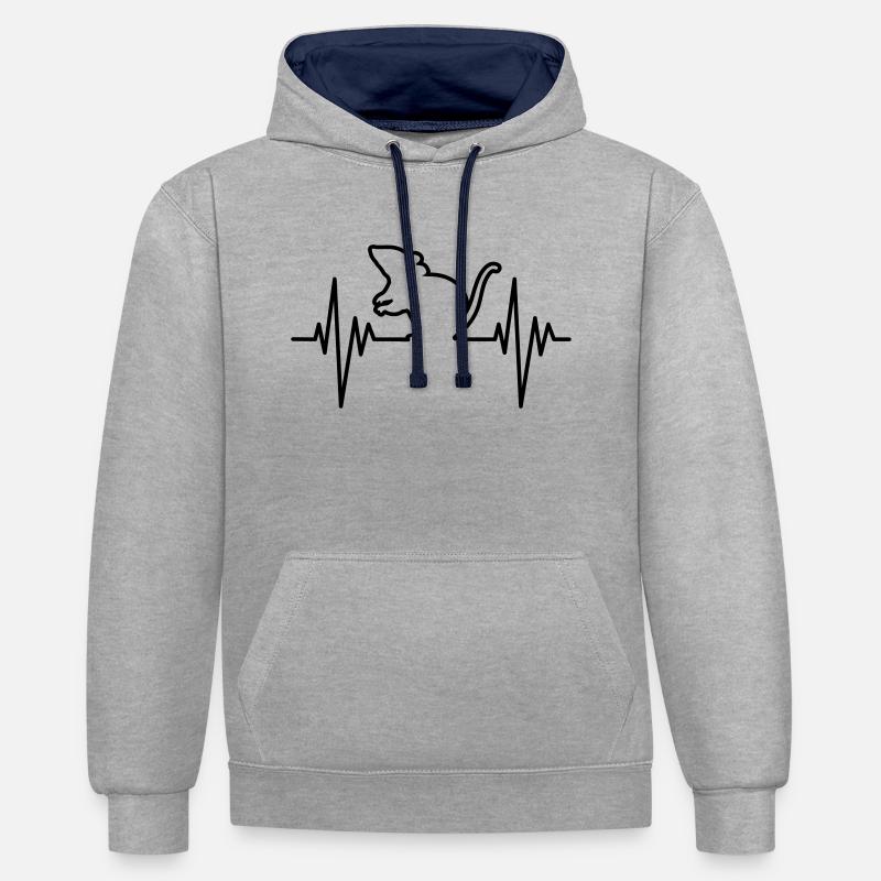 Mouse Pulse - Kontrast-Hoodie - Grau meliert/Navy