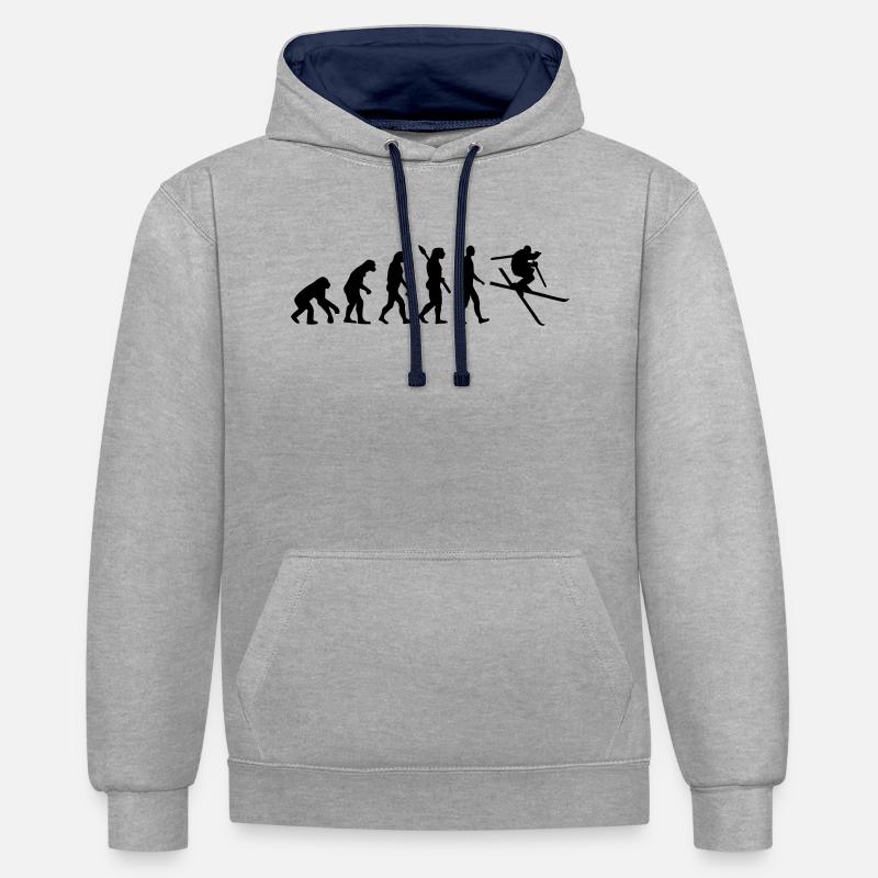 Évolution Ski - Sweat à capuche contrasté - gris chiné/bleu marine