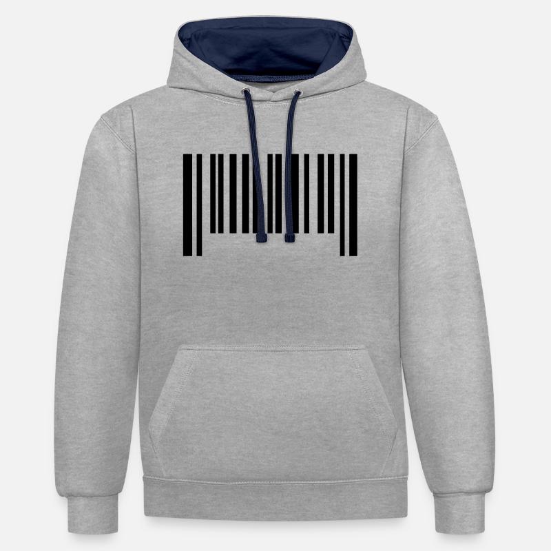 barcode1___f1 - Sweat à capuche contrasté - gris chiné/bleu marine