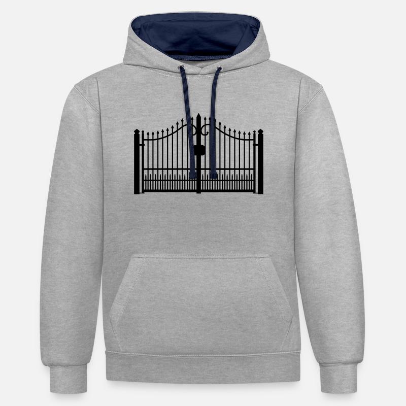 schmiedeeisernes Tor_c1 - Kontrast-Hoodie - Grau meliert/Navy