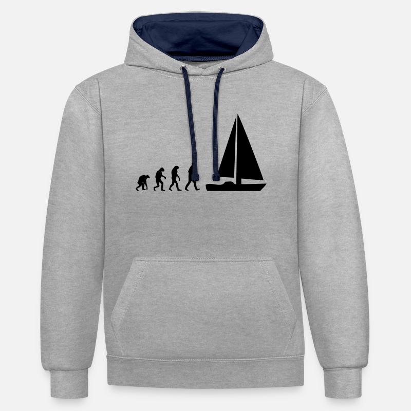 sailing evolution - Sweat à capuche contrasté - gris chiné/bleu marine