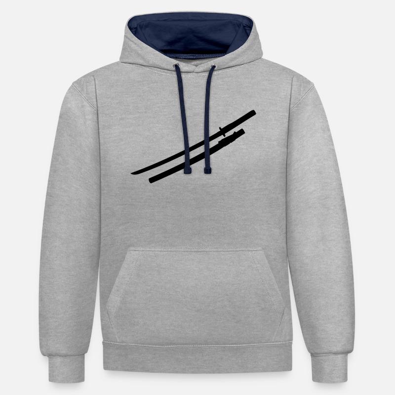 Samurai épée - Sweat à capuche contrasté - gris chiné/bleu marine