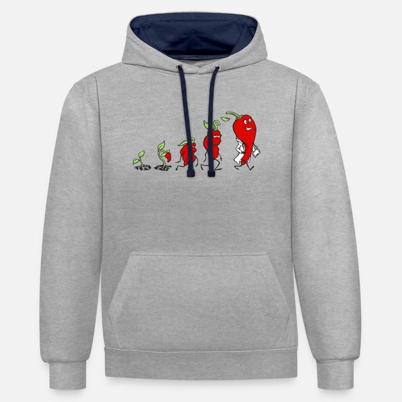 Évolution du piment - Sweat à capuche contrasté - gris chiné/bleu marine