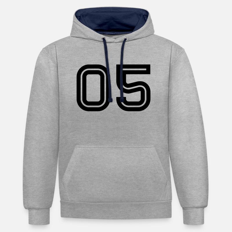 05 Inline - Kontrast-Hoodie - Grau meliert/Navy