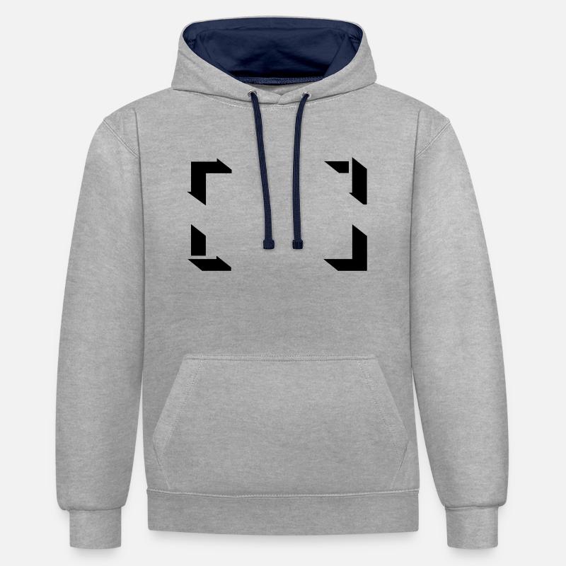 Frame - Sweat à capuche contrasté - gris chiné/bleu marine