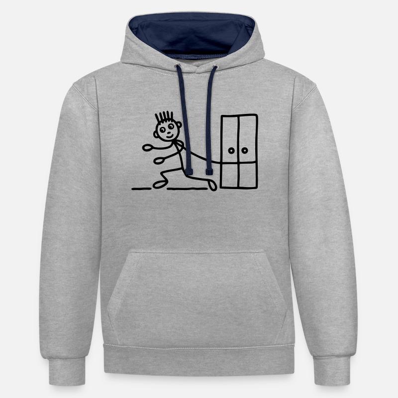 Möbelpacker - Umzugsfirma - Kontrast-Hoodie - Grau meliert/Navy