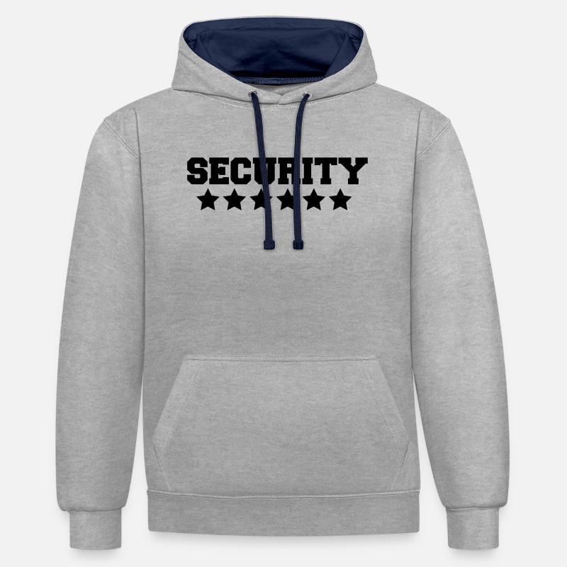 security - Sweat à capuche contrasté - gris chiné/bleu marine