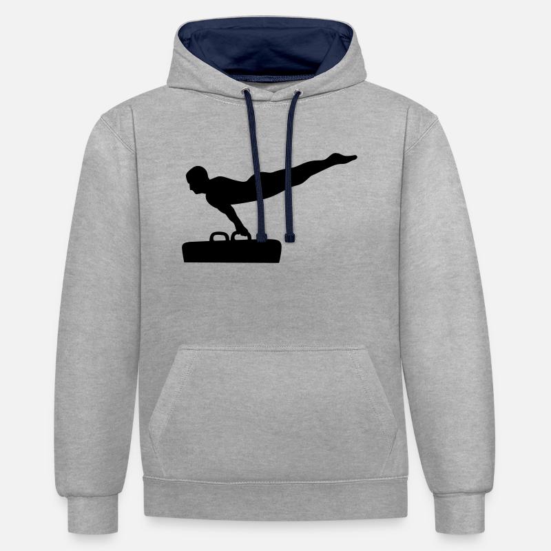Gymnastique - Sweat à capuche contrasté - gris chiné/bleu marine