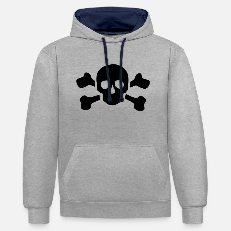 Crâne - Sweat à capuche contrasté - gris chiné/bleu marine