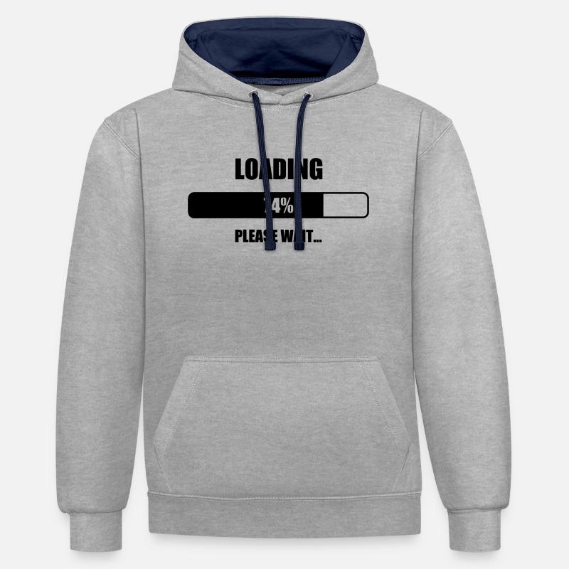 A Personnaliser / Custom / Customiser / Customize - Sweat à capuche contrasté - gris chiné/bleu marine