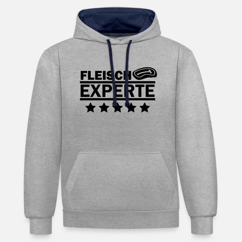 fleisch experte - Kontrast-Hoodie - Grau meliert/Navy