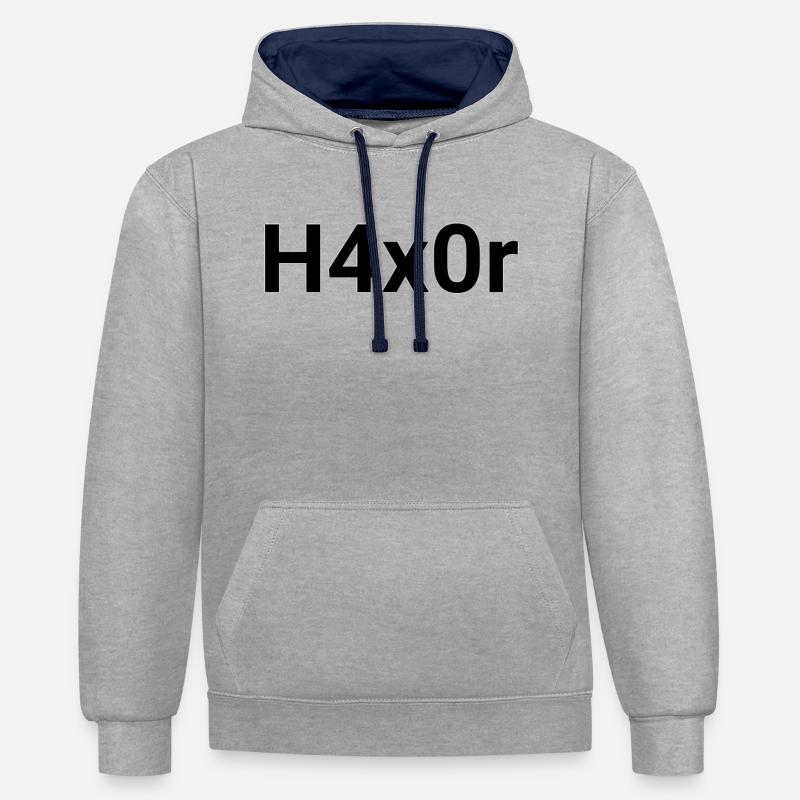 H4x0r | Design de Hacker 2.0 - Sweat à capuche contrasté - gris chiné/bleu marine