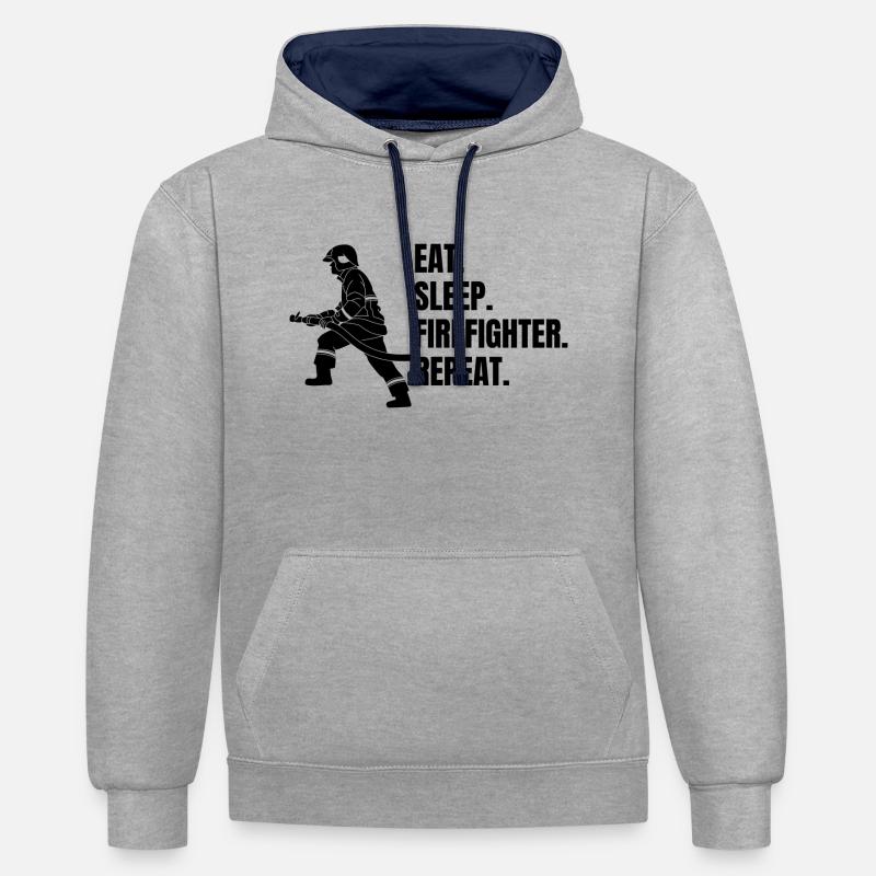 Pompier Cadeau Pompier Dicton - Sweat à capuche contrasté - gris chiné/bleu marine