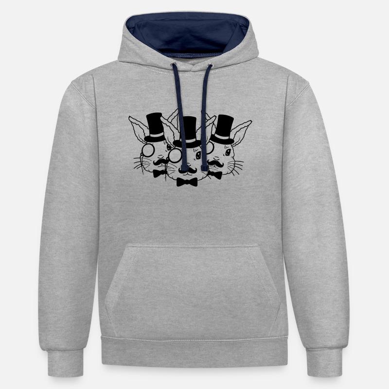 Équipe des amis Sir Hasen - Sweat à capuche contrasté - gris chiné/bleu marine