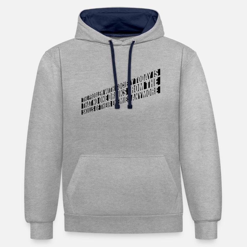 drinks from enemies skulls - Kontrast-Hoodie - Grau meliert/Navy