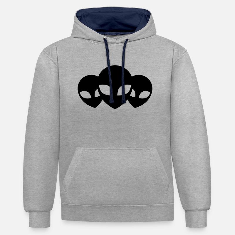 3 Amis de l’équipe Aliens - Sweat à capuche contrasté - gris chiné/bleu marine
