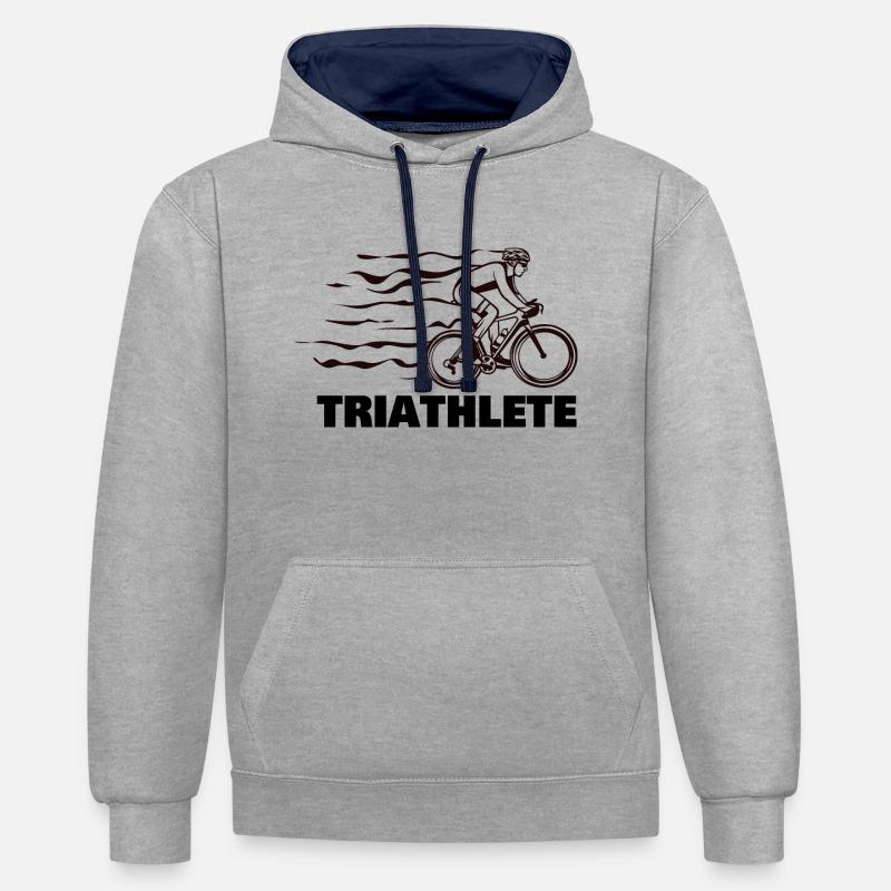 Vélo vélo Biker - Sweat à capuche contrasté - gris chiné/bleu marine