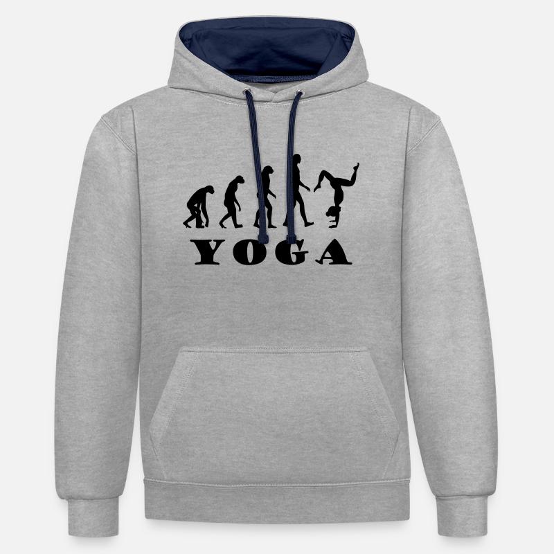 Yoga Evolution - Sweat à capuche contrasté - gris chiné/bleu marine