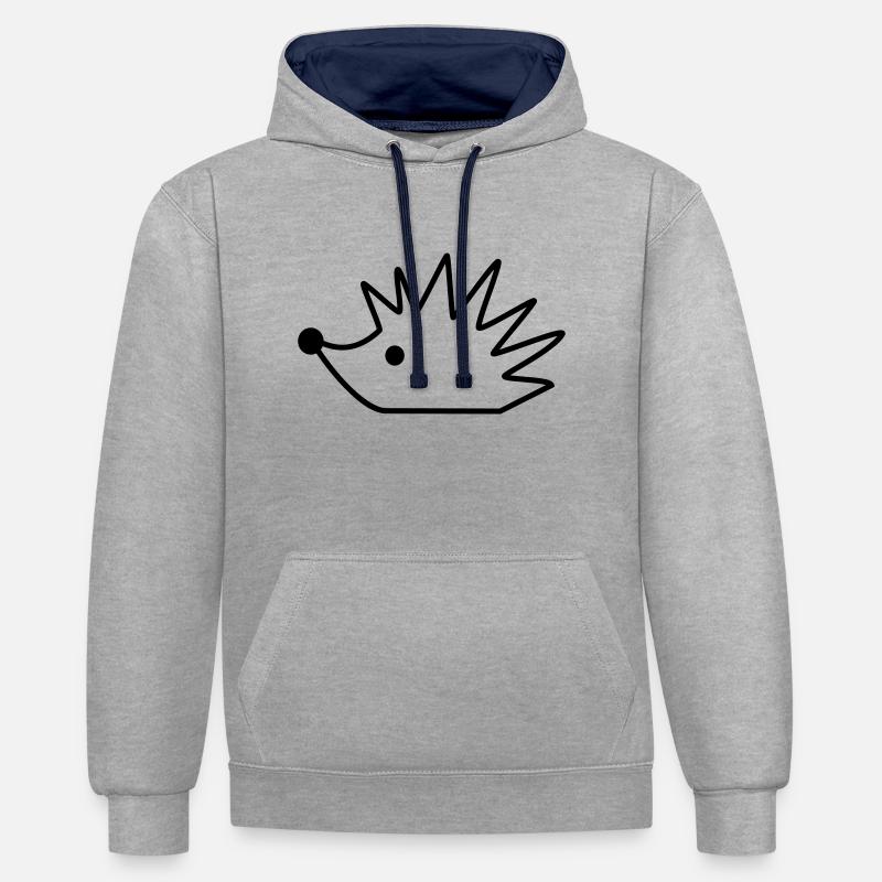 herisson - Sweat à capuche contrasté - gris chiné/bleu marine