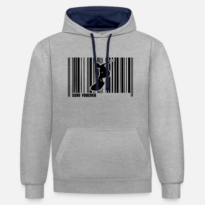 code barre surf - Sweat à capuche contrasté - gris chiné/bleu marine
