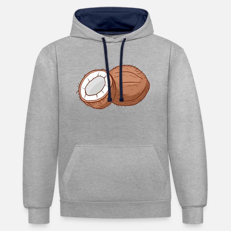 Cocotier Cocosque coconse cocons - Sweat à capuche contrasté - gris chiné/bleu marine