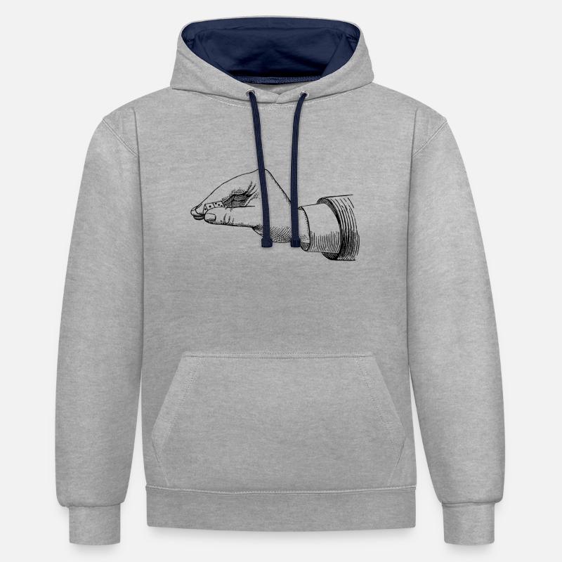 Main avec dés - Sweat à capuche contrasté - gris chiné/bleu marine