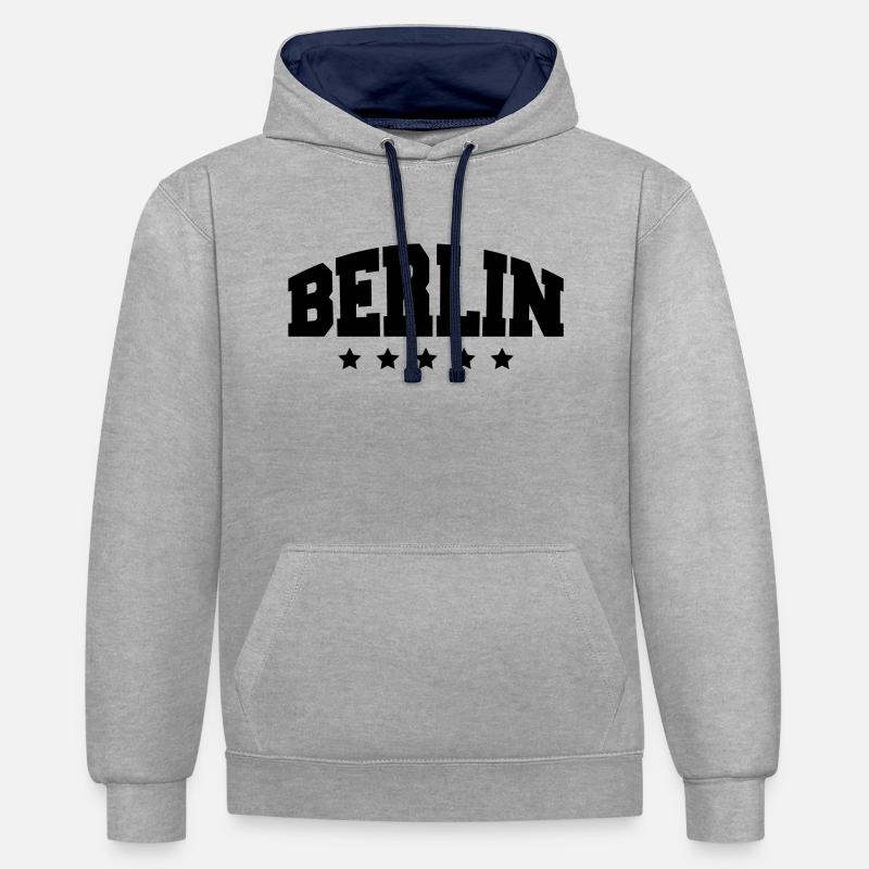 berlin_af1 - Sweat à capuche contrasté - gris chiné/bleu marine