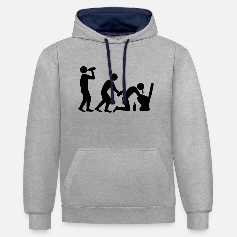 Drunken Evolution - Sweat à capuche contrasté - gris chiné/bleu marine