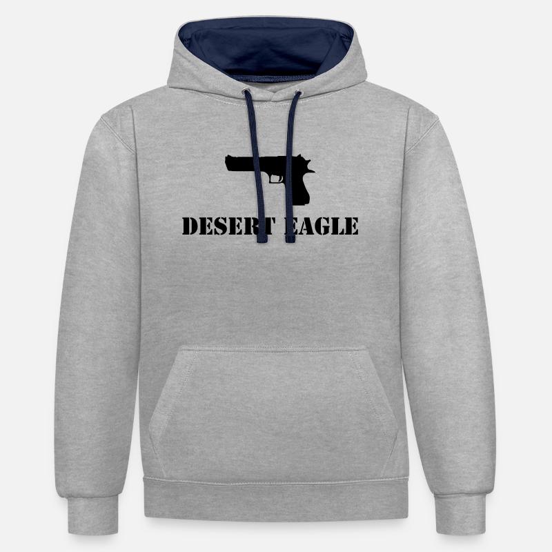 desert_eagle - Sweat à capuche contrasté - gris chiné/bleu marine