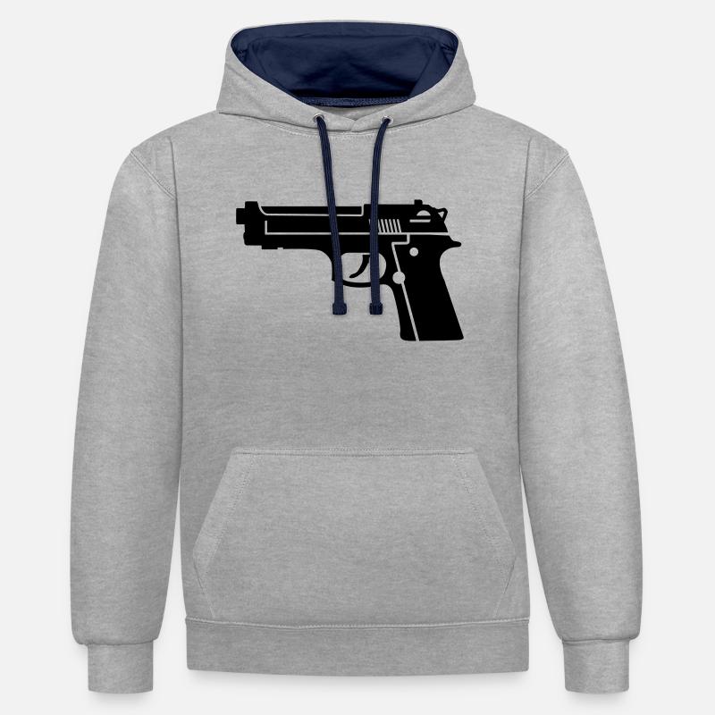 Pistole - Sweat à capuche contrasté - gris chiné/bleu marine