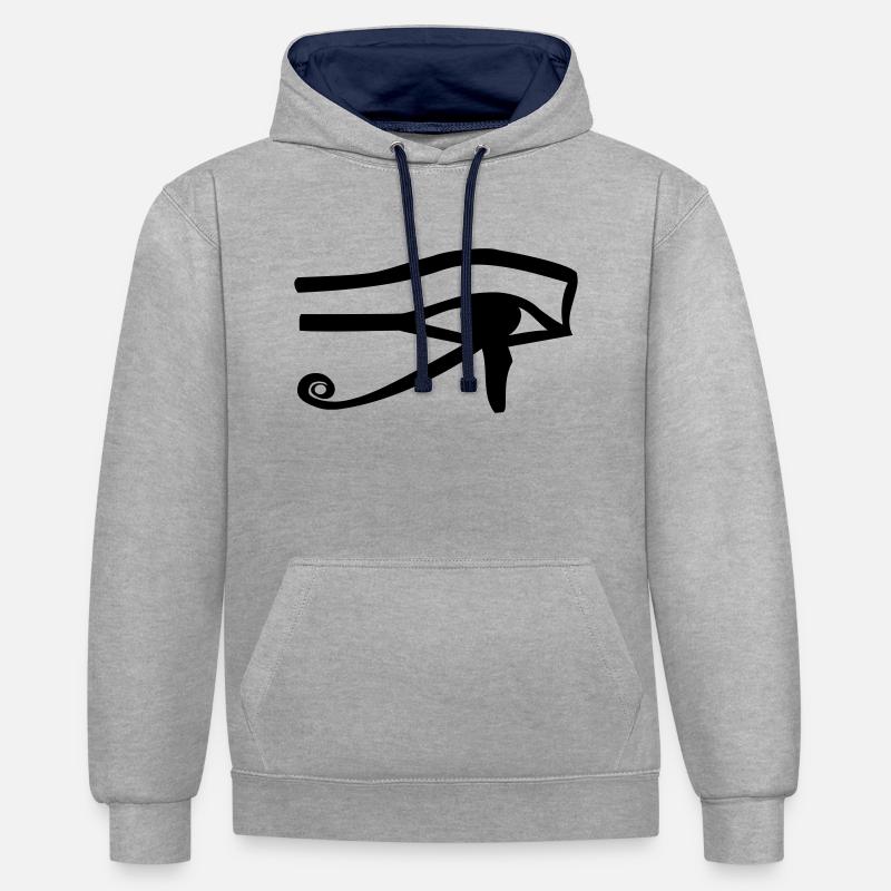 Oeil de horus - Sweat à capuche contrasté - gris chiné/bleu marine