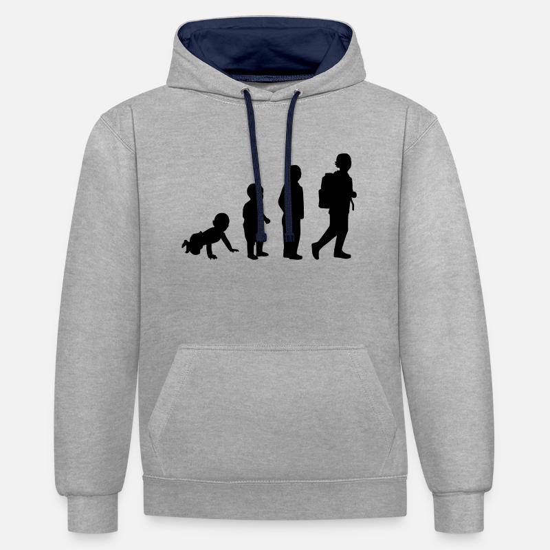 Évolution Élève - Sweat à capuche contrasté - gris chiné/bleu marine