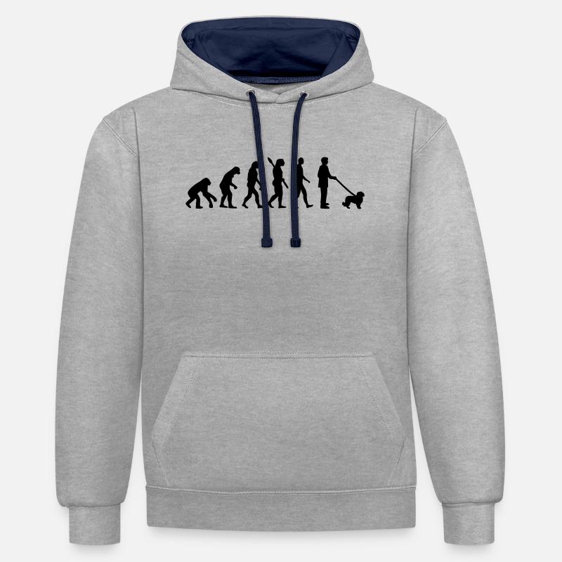Bichon - Sweat à capuche contrasté - gris chiné/bleu marine