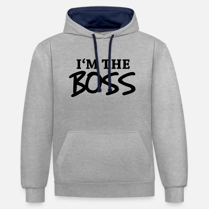 I'm the Boss - Sweat à capuche contrasté - gris chiné/bleu marine