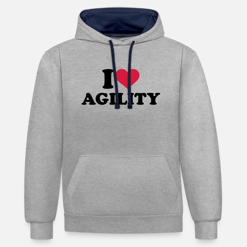 I love Agility - Sweat à capuche contrasté - gris chiné/bleu marine