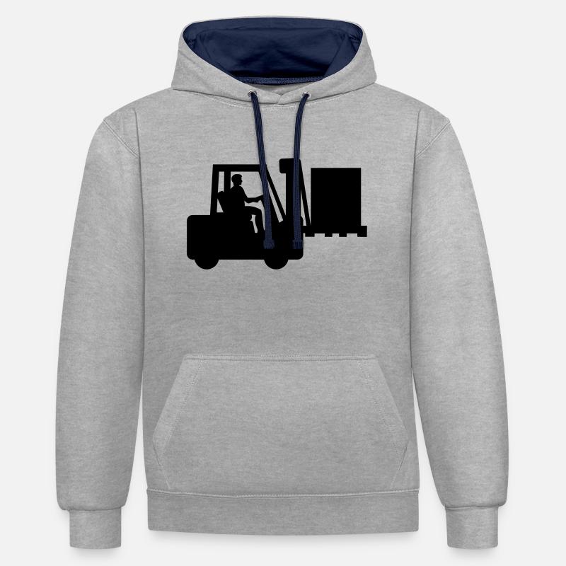 Gerbeuse à fourche - Sweat à capuche contrasté - gris chiné/bleu marine